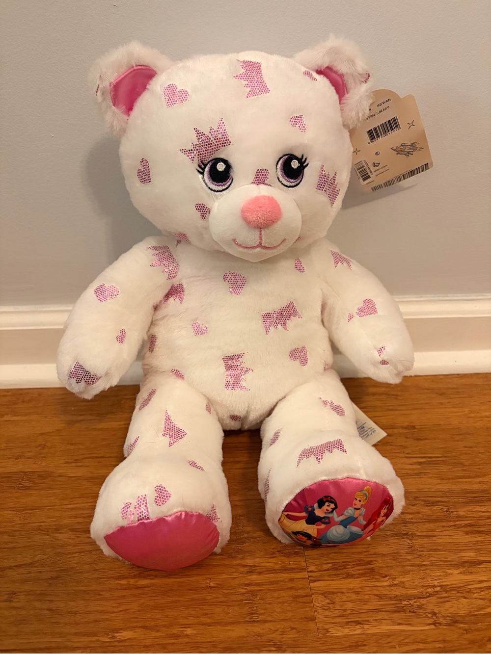 Build A Bear Disney Princess White Pink Tiaras Hearts 2018 NWT